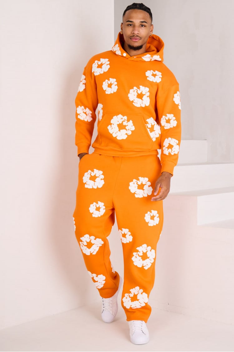 Ensemble à motif fleurs Orange