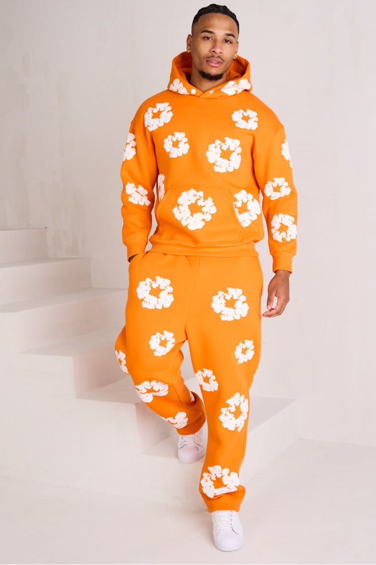 Ensemble à motif fleurs Orange