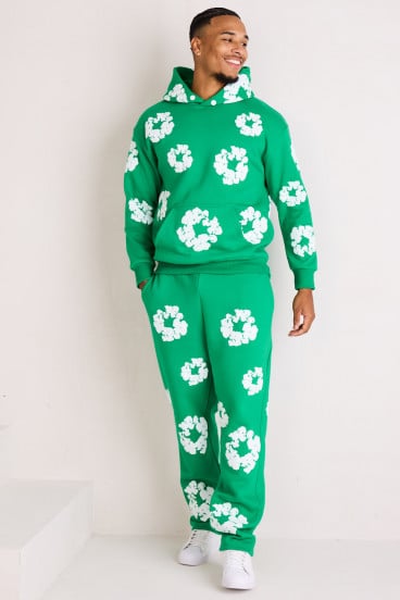 Ensemble à motif fleurs Vert